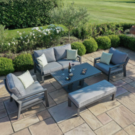 New York 2 Seat Sofa Set with Rising Table / Grey