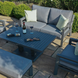 New York 2 Seat Sofa Set with Rising Table / Grey