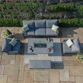 New York 3 Seat Sofa Dining Set with Fire Pit Table / Grey