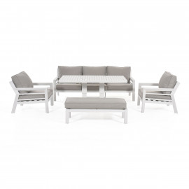 New York 3 Seat Sofa Set with Rising Table / White