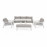 New York 3 Seat Sofa Set with Rising Table / White