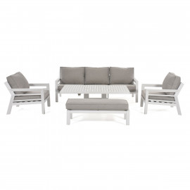 New York 3 Seat Sofa Set with Rising Table / White