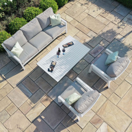 New York 3 Seat Sofa Set with Rising Table / White