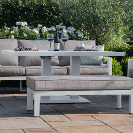 New York 3 Seat Sofa Set with Rising Table / White