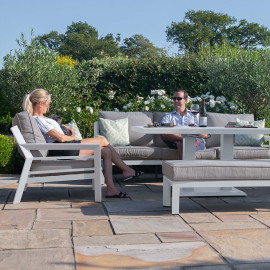 New York 3 Seat Sofa Set with Rising Table / White