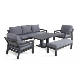 New York 3 Seat Sofa Set with Rising Table / Grey