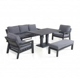 New York 3 Seat Sofa Set with Rising Table / Grey