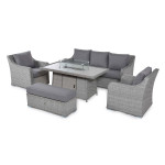 Ascot 3 Seat Sofa Dining Set with Fire Pit