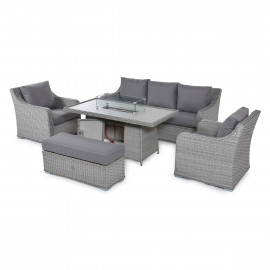 Ascot 3 Seat Sofa Dining Set with Fire Pit