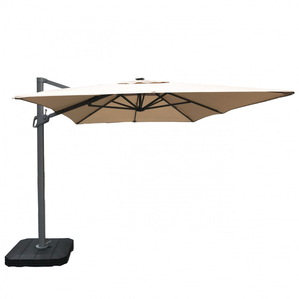 Atlas LED 2.4x3.3M Rectangular Cantilever Parasol / Beige