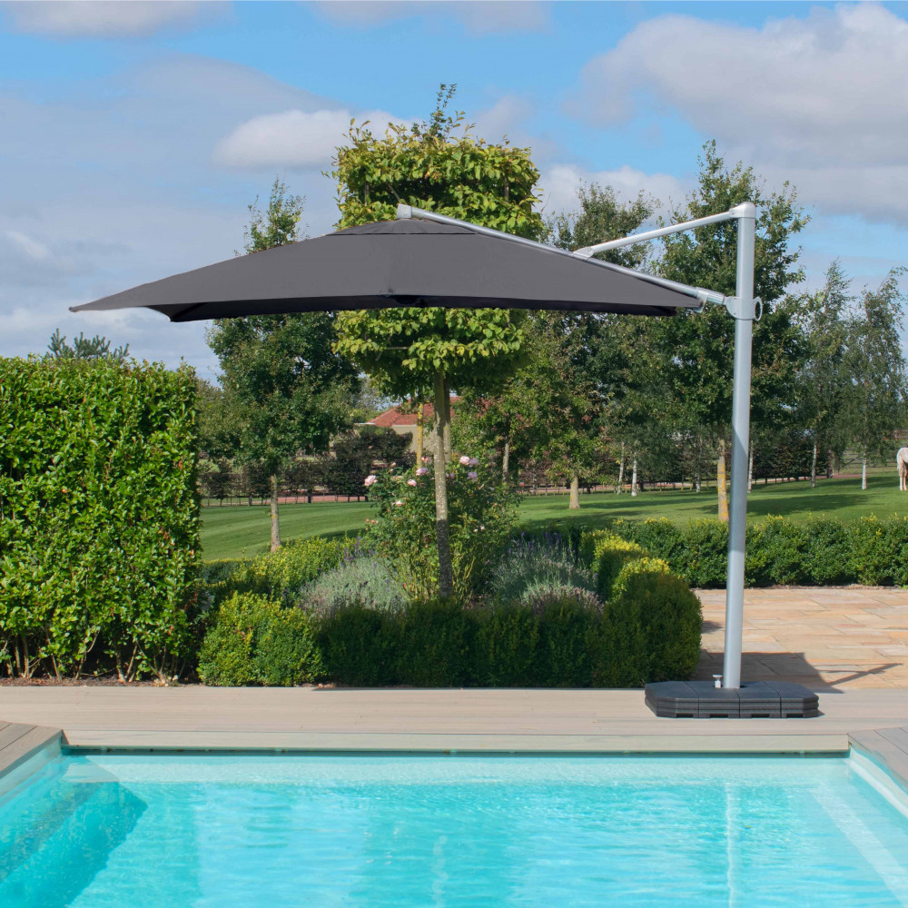 Zeus LED 3x3M Square Cantilever Parasol / Grey