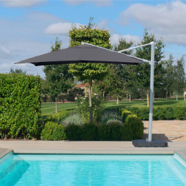 Zeus LED 3x3M Square Cantilever Parasol / Grey