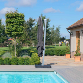 Zeus LED 3x3M Square Cantilever Parasol / Grey