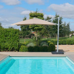 Zeus LED 3x3M Square Cantilever Parasol / Beige