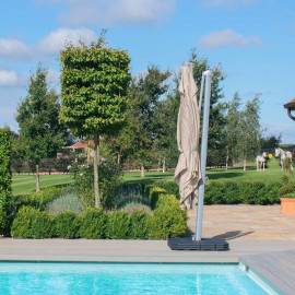 Zeus LED 3x3M Square Cantilever Parasol / Beige