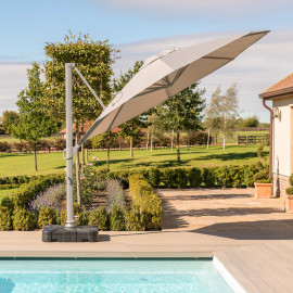 Zeus LED 3.5M Round Cantilever Parasol / Beige