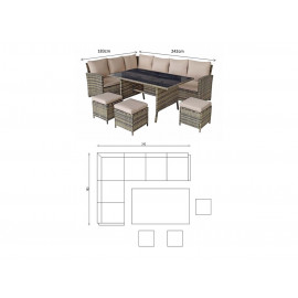 CHARLOTTE Corner Dining in Nature/Brown