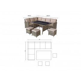 CHARLOTTE Corner Dining in Nature/Brown