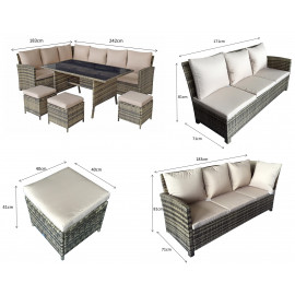 CHARLOTTE HDPE wood effect Corner Dining