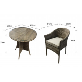 Darcey 2 Seat Bistro Set with stacking chairs