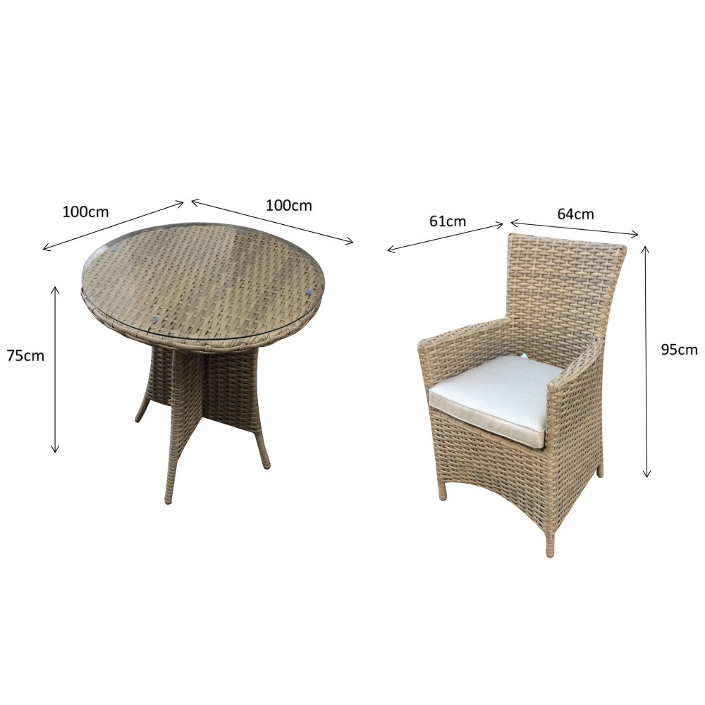 Darcey 2 Seat Bistro Set with high back dining chairs