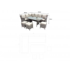 EDWINA Corner Dining Mixed Nature Weave