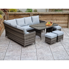 EDWINA Corner Dining Multi Grey Wicker