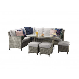 EDWINA Corner Dining 3 Wicker Special Grey