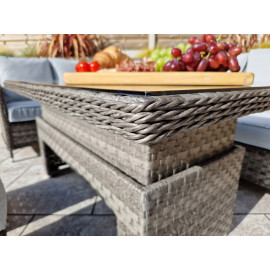 EDWINA Corner Dining with Lift Table Multi Grey Wicker
