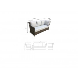 EDWINA Corner Dining with Lift Table 3 Wicker Special Grey