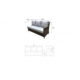 EDWINA Corner Dining with Lift Table 3 Wicker Special Grey