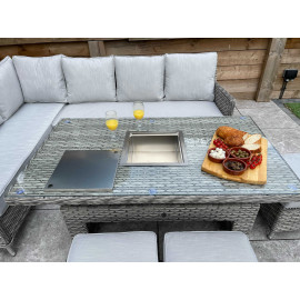 EDWINA Corner Dining with Lift Table 3 Wicker Special Grey