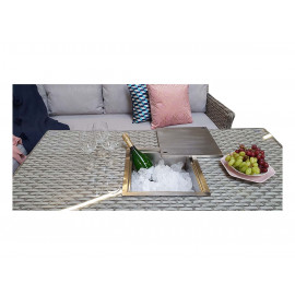 EDWINA Corner Dining with Lift Table 3 Wicker Special Grey