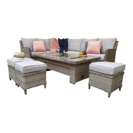 EDWINA Corner Dining with Lift Table 3 Wicker Special Grey