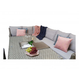 EDWINA Corner Dining with Lift Table 3 Wicker Special Grey
