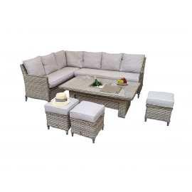 EDWINA Corner Dining with Lift Table 3 Wicker Special Grey