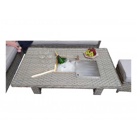 EDWINA Corner Dining with Lift Table 3 Wicker Special Grey