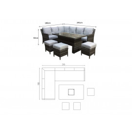 EDWINA Corner Dining with Lift Table Mixed Nature Weave