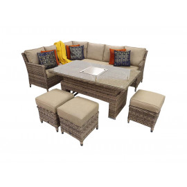 EDWINA Corner Dining with Lift Table Mixed Nature Weave