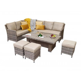 EDWINA Corner Dining with Lift Table Mixed Nature Weave
