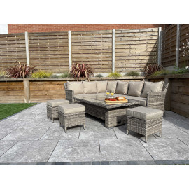 EDWINA Corner Dining with Lift Table Mixed Nature Weave