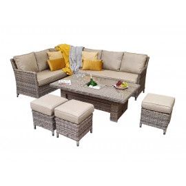 EDWINA Corner Dining with Lift Table Mixed Nature Weave