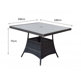 EMILY Square Table 100 x 100 with HDPE wood effect Top