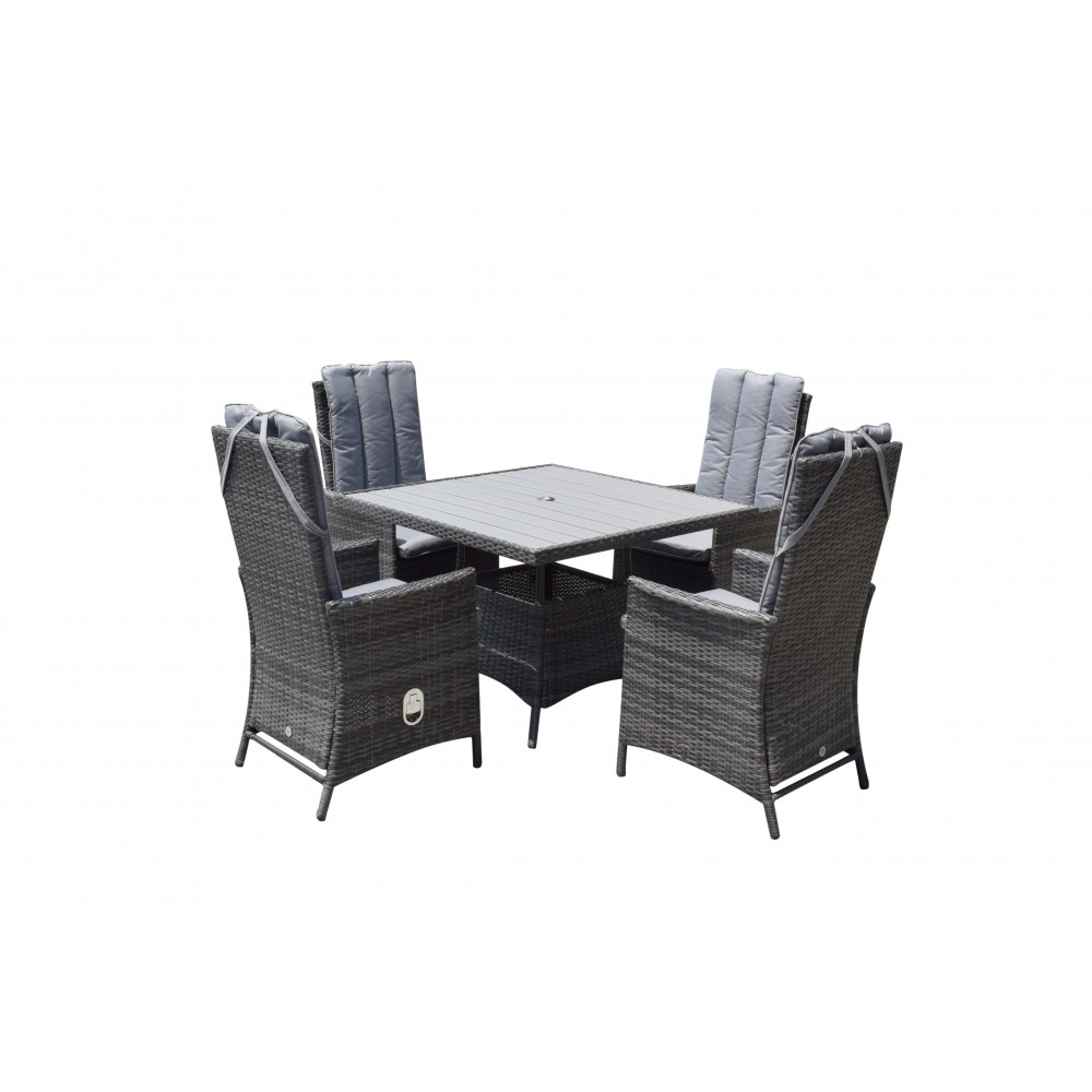 EMILY 4 Seat Square dining set with HDPE wood effect Top