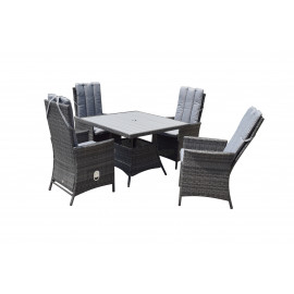 EMILY 4 Seat Square dining set with HDPE wood effect Top