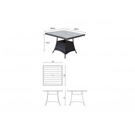 EMILY 4 Seat Square dining set with HDPE wood effect Top