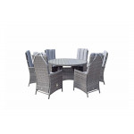 EMILY 6 Seat Round dining set with HDPE wood effect Top