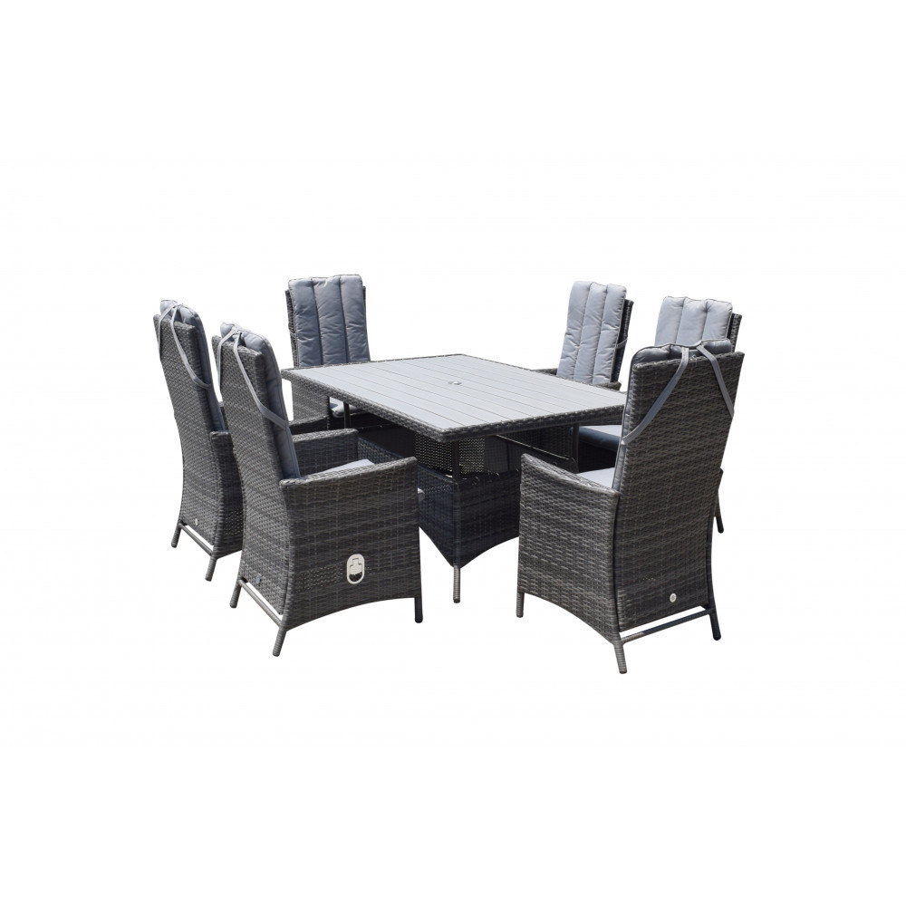 EMILY 6 Seater Rectangular dining Set with HDPE wood effect top