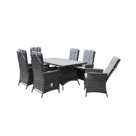 EMILY 6 Seater Rectangular dining Set with HDPE wood effect top