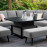 Ambition Square Corner Dining Set with Rising Table / Flanelle